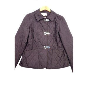 Michael Michael Kors Womens Quilted Black Jacket W/Buckle Closures M